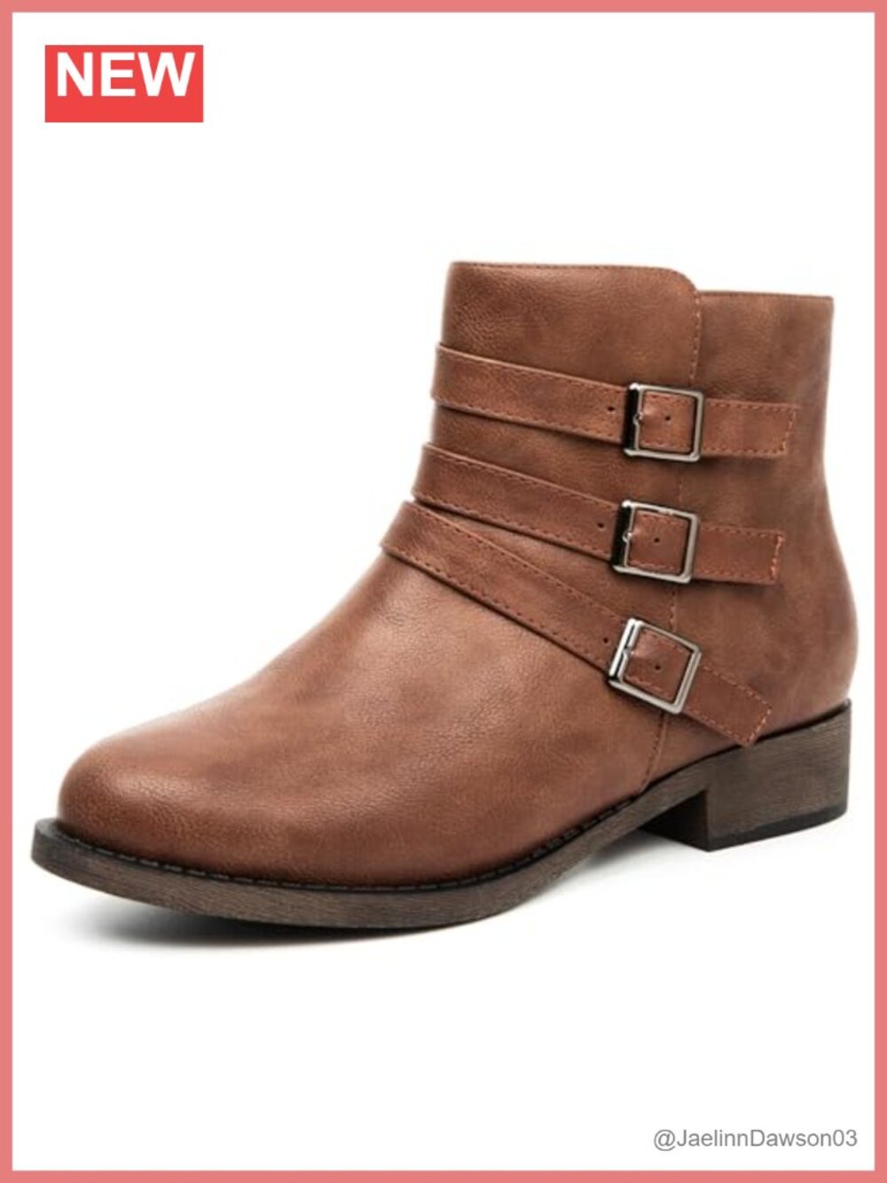 Faux Leather Ankle Booties Low Chunky Heel Zip Casual Ankle Boots